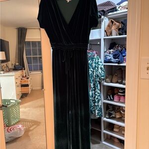 Holiday Vixen Emerald Green Velvet Jumpsuit